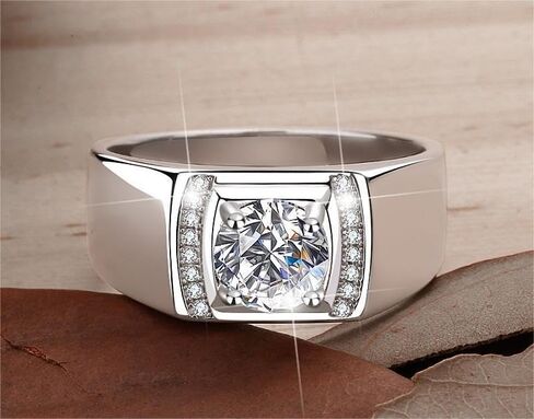 S925 Sterling Silver 1ct Super Sparkling Wedding Rings for Men and Diamond Ring, D-color VVS2, An Ideal Father's Day Gifts in Saudi Arabia