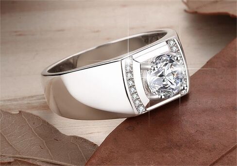 S925 Sterling Silver 1ct Super Sparkling Wedding Rings for Men and Diamond Ring, D-color VVS2, An Ideal Father's Day Gifts in Saudi Arabia