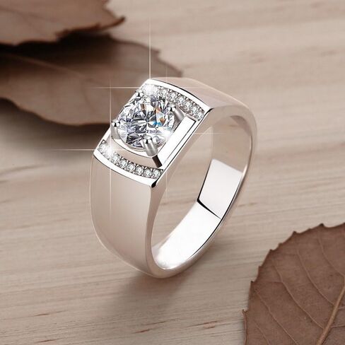 S925 Sterling Silver 1ct Super Sparkling Wedding Rings for Men and Diamond Ring, D-color VVS2, An Ideal Father's Day Gifts in Saudi Arabia