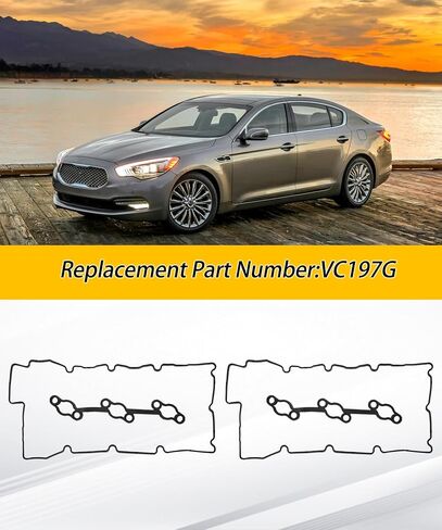 2pcs محرك صمامات غلاف مجموعة طوقا مجموعة متوافقة مع 2012-2016 Hyundai ، Kia Azera ، Cadenza ، Genesis ، Genesis Coupe ، K900 ، Santa FE ، Santa Fe XL ، Sedona ، Sorento 3.3L ، 3.8L DOHC 24V استبدال VC197G in Saudi Arabia