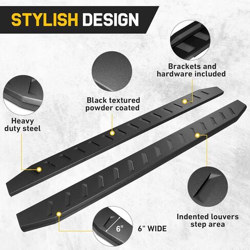 لوحات تشغيل سوداء 6 بوصة مخصصة FIT 2019-2025 Chevy Silverado/GMC Sierra 1500 & 2020-2025 Chevy Silverado/GMC Sierra 2500/3500 Crew Cab Side Step Nerf Bar in Saudi Arabia