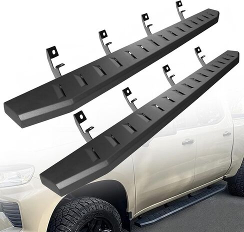 لوحات تشغيل سوداء 6 بوصة مخصصة FIT 2019-2025 Chevy Silverado/GMC Sierra 1500 & 2020-2025 Chevy Silverado/GMC Sierra 2500/3500 Crew Cab Side Step Nerf Bar in Saudi Arabia