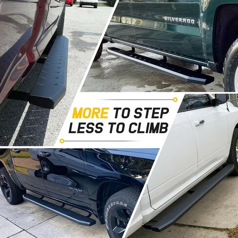 لوحات تشغيل سوداء 6 بوصة مخصصة FIT 2019-2025 Chevy Silverado/GMC Sierra 1500 & 2020-2025 Chevy Silverado/GMC Sierra 2500/3500 Crew Cab Side Step Nerf Bar in Saudi Arabia