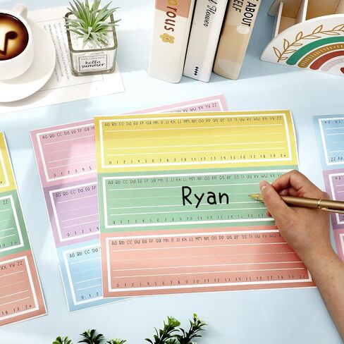 Whaline 48Pcs Boho Name Tags 6 Designs Back to School Nameplate Self-Adhesive Stickers Multi Purpose Decorative Name Labels for School Classroom Students Desks Wall Teaching Supplies, 3 x 9.8" in Kuwait