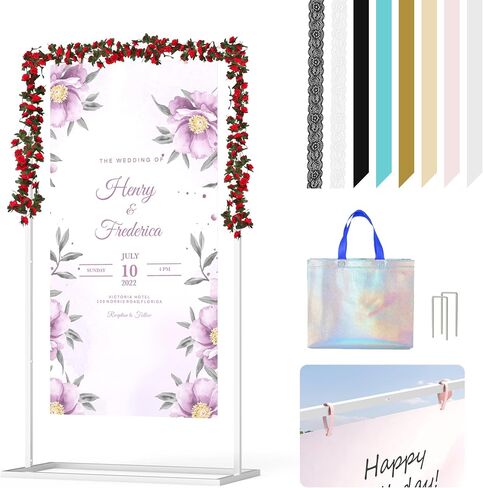 Wedding Sign Stand, Metal Welcome to Our Wedding Sign Stand,Adjustable Wedding Sign Holder with Leather ,Hanging Straps for Hanging,Heavy Duty Easel Stand for Sign Poster Seating Chart in Saudi Arabia