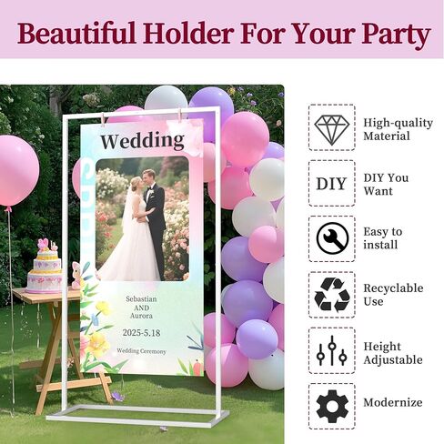 Wedding Sign Stand, Metal Welcome to Our Wedding Sign Stand,Adjustable Wedding Sign Holder with Leather ,Hanging Straps for Hanging,Heavy Duty Easel Stand for Sign Poster Seating Chart in Saudi Arabia