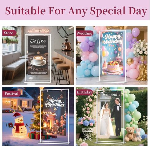 Wedding Sign Stand, Metal Welcome to Our Wedding Sign Stand,Adjustable Wedding Sign Holder with Leather ,Hanging Straps for Hanging,Heavy Duty Easel Stand for Sign Poster Seating Chart in Saudi Arabia