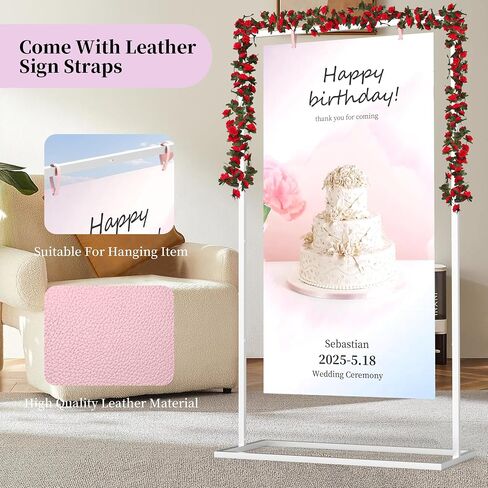 Wedding Sign Stand, Metal Welcome to Our Wedding Sign Stand,Adjustable Wedding Sign Holder with Leather ,Hanging Straps for Hanging,Heavy Duty Easel Stand for Sign Poster Seating Chart in Saudi Arabia