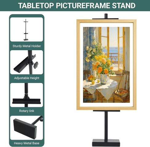 صورة Tabletop ، حامل Easel ، قابل للتعديل للإطارات حتى 29 "H ، شاشة Easel الدائمة المعدنية للصور القماشية الفنية ， Gallery Easel in Saudi Arabia