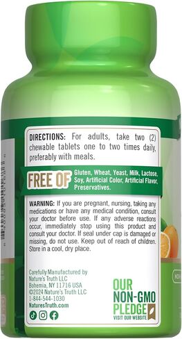 Nature's Truth Chewable Vitamin C with Rose Hips | 500 mg | 60 Tablets | Vegetarian, Non-GMO & Gluten Free Supplement. in Saudi Arabia