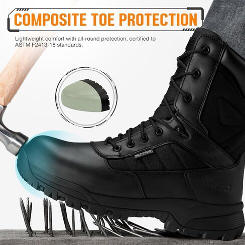 أحذية نينغو مركبة للأصابع للرجال ، وأحذية عمل مقاومة للماء مع سحاب جانبي ، وحماية من الإثبات غير المنزلق والبوش in Kuwait