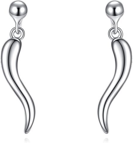 YAFEINI Italian Horn Earrings Sterling Silver Italian Horn Cornicello Earrings Good Luck Protection Amulet Jewelry for Women Men in Saudi Arabia