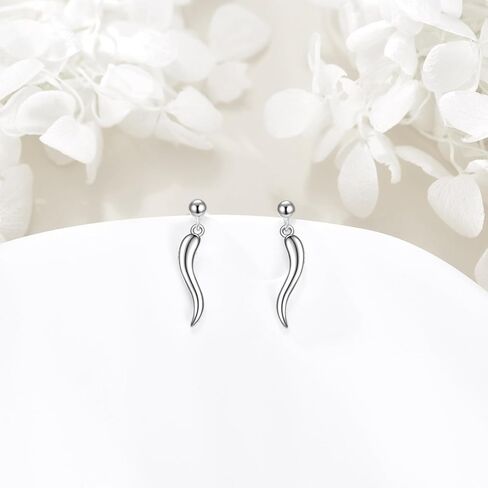 YAFEINI Italian Horn Earrings Sterling Silver Italian Horn Cornicello Earrings Good Luck Protection Amulet Jewelry for Women Men in Saudi Arabia