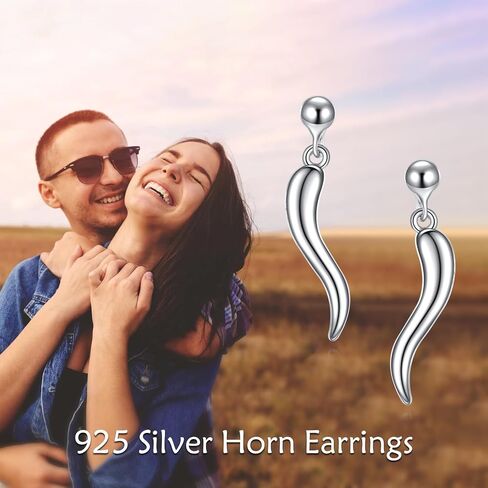 YAFEINI Italian Horn Earrings Sterling Silver Italian Horn Cornicello Earrings Good Luck Protection Amulet Jewelry for Women Men in Saudi Arabia