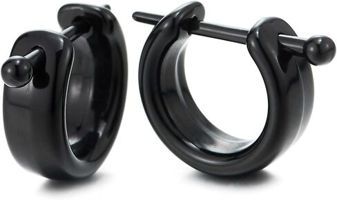 Black Hoop Earrings Huggie Earrings with Secure Latch for Men Women Punk Rock Earrings Everyday Wear in Saudi Arabia