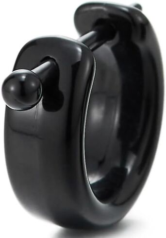 Black Hoop Earrings Huggie Earrings with Secure Latch for Men Women Punk Rock Earrings Everyday Wear in Saudi Arabia