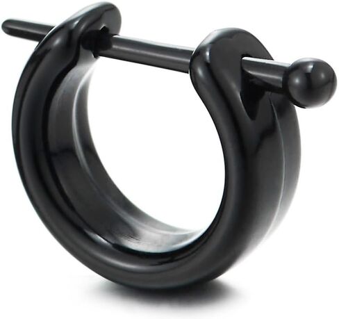 Black Hoop Earrings Huggie Earrings with Secure Latch for Men Women Punk Rock Earrings Everyday Wear in Saudi Arabia