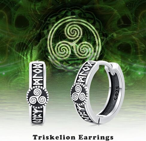أقراط Viking 925 Sterling Silver Spiral/Vegvisir Earrings أسود خمر أقراط الأقراط القوطية القوطية هدايا المجوهرات للنساء الرجال in Saudi Arabia