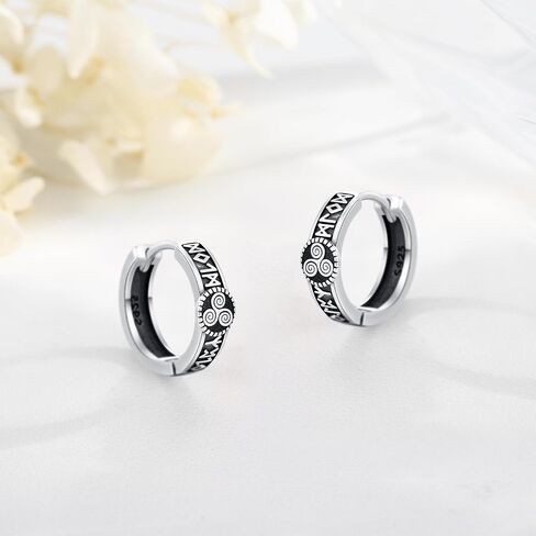 أقراط Viking 925 Sterling Silver Spiral/Vegvisir Earrings أسود خمر أقراط الأقراط القوطية القوطية هدايا المجوهرات للنساء الرجال in Saudi Arabia