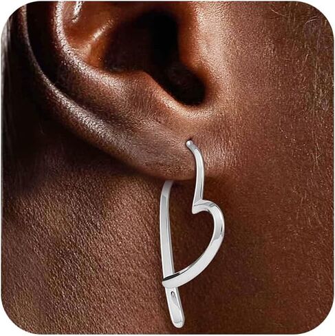 Teardrop Hoop Earrings for Women Trendy 14k Gold Silver Plated Large Oval Pull Through Hoops Simple Hoops Earrings Gold Drop Hoops Statement Jewelry Gift in Kuwait