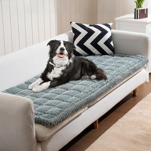 Fuzzy Couch Covers for 3 Cushion Couch Pet Friendly, Washable Sofa Slipcovers for Dogs, Non-Slip Sofa Protector (Grey-Blue, 27.6 x 82) in Saudi Arabia