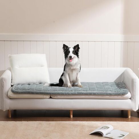 Fuzzy Couch Covers for 3 Cushion Couch Pet Friendly, Washable Sofa Slipcovers for Dogs, Non-Slip Sofa Protector (Grey-Blue, 27.6 x 82) in Saudi Arabia
