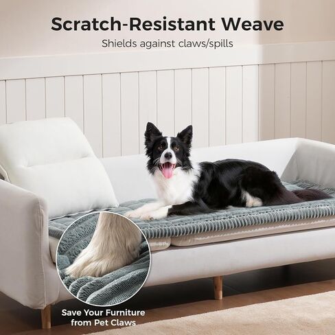 Fuzzy Couch Covers for 3 Cushion Couch Pet Friendly, Washable Sofa Slipcovers for Dogs, Non-Slip Sofa Protector (Grey-Blue, 27.6 x 82) in Saudi Arabia