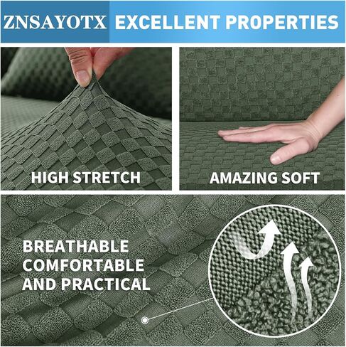 ZNSAYOTX Sectional Couch Covers, Stretch Jacquard Slipcovers with Elastic Bottom for L-Shape Sectional Sofa, 2 Pcs Pet Friendly Modular Sofa Protector (3 Seat Couch + 3 Seat Chaise, Light Grey) in Saudi Arabia