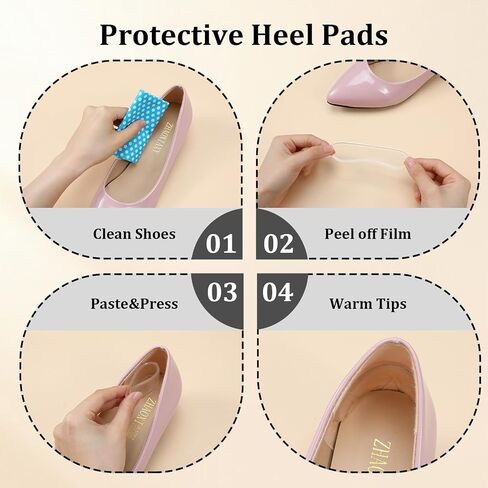 16 Pcs Silicone High Heel Cushion Inserts Pad Slingback Heel Grips Moon Round Threaded Strip Heels Grip Protectors for Women Men Sports Sneakers Gifts 3.94 x 0.98 x 0.1 Inches Transparent in Saudi Arabia
