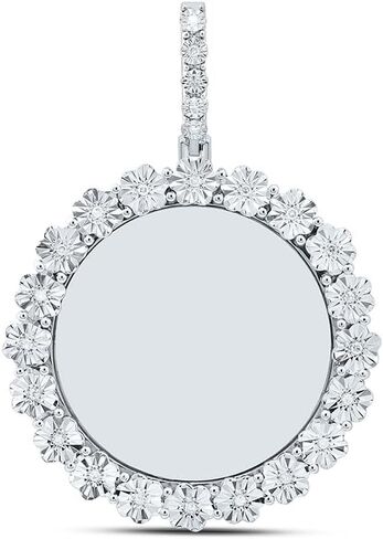 Jewels By Lux Sterling Silver Yellow-Tone or White-Tone 1/10 Ctw Natural Diamond Round Memory Pendant in Saudi Arabia