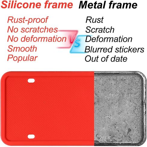 Car License Plate Frame, 2PCS Silicone Rustproof Front Back Tag Guard Bracket Holder, Rattle Proof & Weatherproof Automotive Protection Accessories, Universal for SUV, Truck, RV(Black) in Saudi Arabia