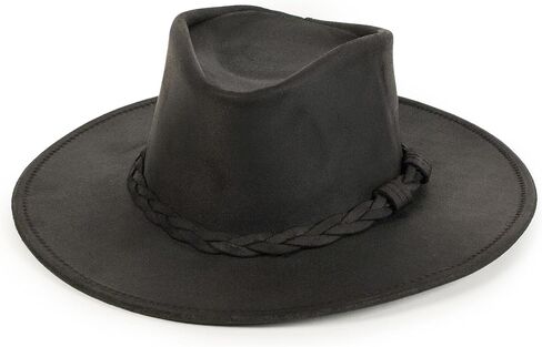 Minnetonka Outback Hat-Flat قبعة رعاة البقر للرجال والنساء المصنوعة من الجلد المتعثر ، والأسلاك الفولاذية المخفية في حافة. in Saudi Arabia