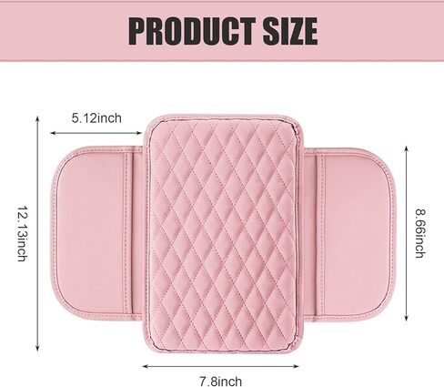 1 PC Car Center Console Cover, Leather Car Armrest Cushion Cover with Side Storage Pockets, Middle Car Interior Accessories, Universal for Trucks, Cars, SUVs (Pink) in Saudi Arabia