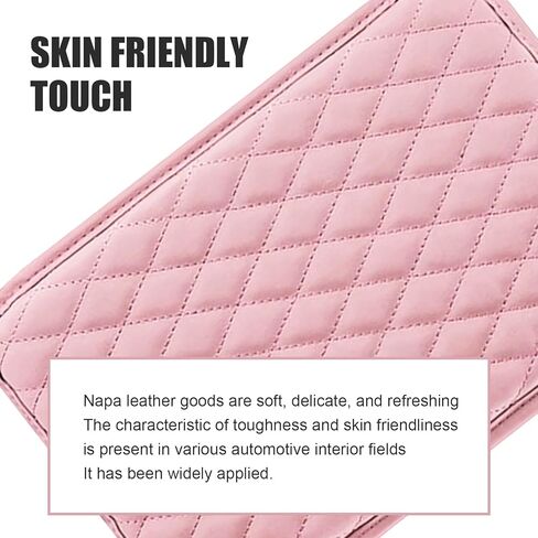 1 PC Car Center Console Cover, Leather Car Armrest Cushion Cover with Side Storage Pockets, Middle Car Interior Accessories, Universal for Trucks, Cars, SUVs (Pink) in Saudi Arabia
