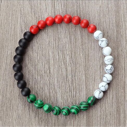 FORUBUS Palestinian Flag Beaded Bracelet - Support Palestine Strand Bracelet for Men and Women, Palestinian Colored Beads Stretchy Bracelet, Support Free Palestine Accessories in Saudi Arabia