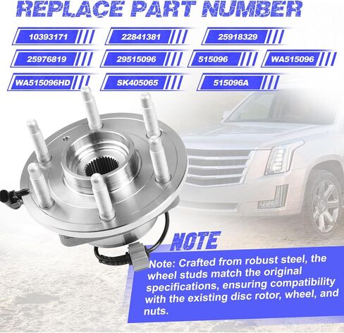 Front Wheel Hub Bearing Assembly with ABS Compatible with Chevy Silverado 1500, Suburban 1500, Avalanche, Tahoe, GMC Sierra 1500, Yukon, Yukon XL 1500, Fit for Cadillac Escalade in Saudi Arabia