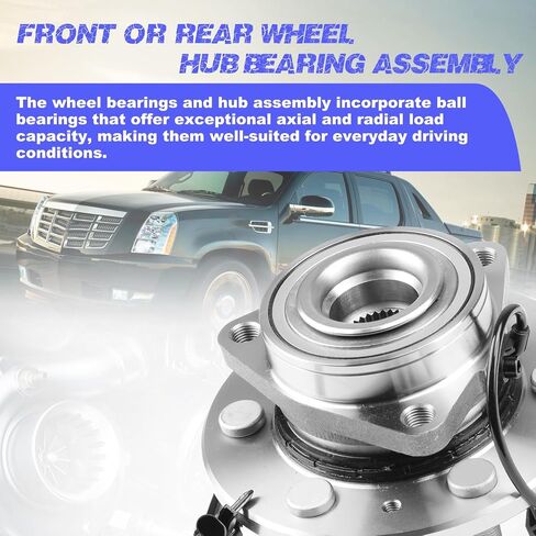 Front Wheel Hub Bearing Assembly with ABS Compatible with Chevy Silverado 1500, Suburban 1500, Avalanche, Tahoe, GMC Sierra 1500, Yukon, Yukon XL 1500, Fit for Cadillac Escalade in Saudi Arabia