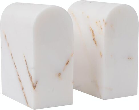 BOYSURE MARBLE BOONDENS للأرفف ، وينتهي كتاب رخام شاق البالغ 11 رطلاً للكتب الثقيلة ، والمشاعر الحجرية المزخرفة ، المصقول ، مثلث Carrara White ، مجموعة من 2 in Saudi Arabia