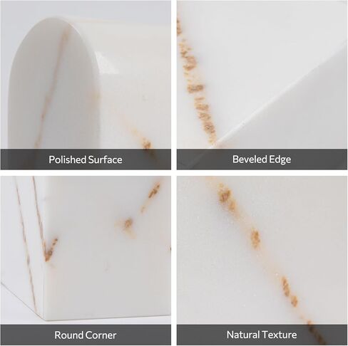 BOYSURE MARBLE BOONDENS للأرفف ، وينتهي كتاب رخام شاق البالغ 11 رطلاً للكتب الثقيلة ، والمشاعر الحجرية المزخرفة ، المصقول ، مثلث Carrara White ، مجموعة من 2 in Saudi Arabia