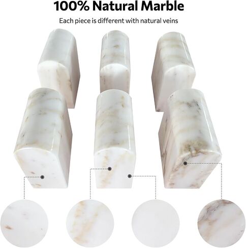 BOYSURE MARBLE BOONDENS للأرفف ، وينتهي كتاب رخام شاق البالغ 11 رطلاً للكتب الثقيلة ، والمشاعر الحجرية المزخرفة ، المصقول ، مثلث Carrara White ، مجموعة من 2 in Saudi Arabia