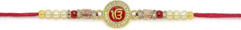 Generic Gold Blue Premium Ek Onkar Style Rakhri for Raksha Bandhan Rakhdi Festival for Brothers Rakhi Festival Wrist Rakhi Band ، Medium ، Golden in Saudi Arabia