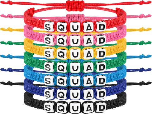 Sureio 7 Pcs Friendship Bracelets Handmade Adjustable Cord Braided Rope Colorful Boho Friend Bracelet for Girls Women Boys Birthday Anniversary Christmas Valentine's Gift for Her(Squad) in Saudi Arabia