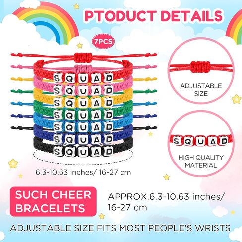 Sureio 7 Pcs Friendship Bracelets Handmade Adjustable Cord Braided Rope Colorful Boho Friend Bracelet for Girls Women Boys Birthday Anniversary Christmas Valentine's Gift for Her(Squad) in Saudi Arabia