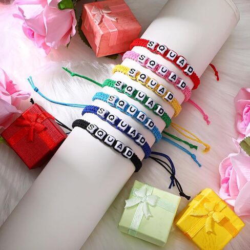 Sureio 7 Pcs Friendship Bracelets Handmade Adjustable Cord Braided Rope Colorful Boho Friend Bracelet for Girls Women Boys Birthday Anniversary Christmas Valentine's Gift for Her(Squad) in Saudi Arabia