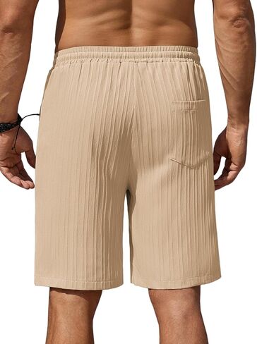 COOFANDY Men's Beach Shorts 9" Elastic Waist Drawstring Casual Shorts Regular Fit Summer Textured Shorts in Saudi Arabia
