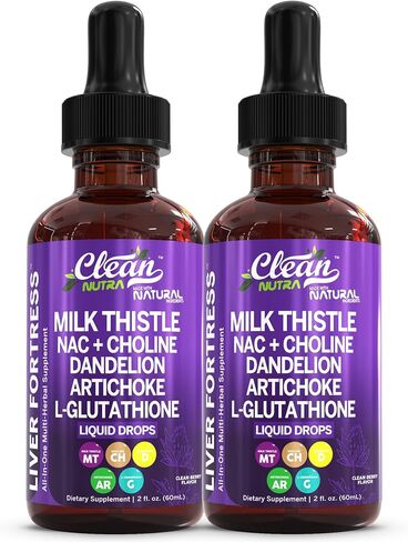 Milk Thistle NAC Liver Cleanse Detox & Repair Supplement Liver Support Liquid Drops with Dandelion Extract, Artichoke, Chanca Piedra, Beet Root, Choline, L-Glutathione, Ginger, Burdock, Schisandra in Saudi Arabia
