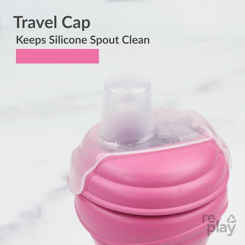 Re-Play 8oz Pack of 2 Transition Sippy Cups for Baby Toddler, Medical Grade Silicone Soft Spout & Travel Lid, Easy to Hold Hourglass Shape, Made in USA from Recycled Milk Jugs - Princess in Saudi Arabia