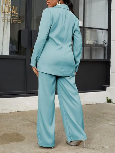 LROSEY Womens Pant Suit 2 Piece Outfits Dressy Button Blazers High Waisted Suit Pants Sets for Business Casual Teacher Work in Saudi Arabia