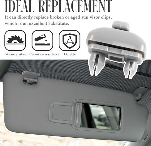 2PCS Inner Sun Visor Clips, 8U0857562A 8E0857562 Car Visor Holder Hook, Upgraded Plastic Interior Visor Hook Clip Replacement Compatible with A1 A3 A4 A5 Q3 Q5 S3 S4 S5 TT (Gray) in Saudi Arabia