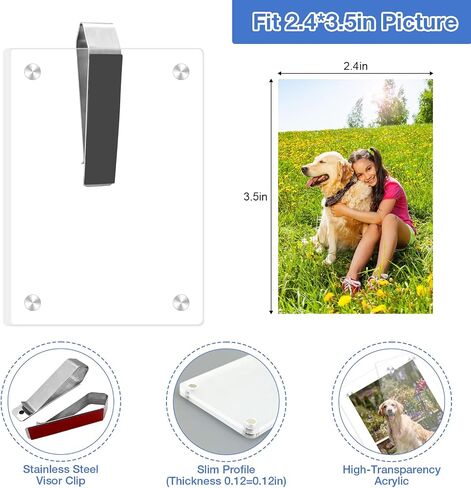 FUNOJOY Acrylic Magnetic Photo Visor Clips For Cars, Car Picture Frame Visor Clip, Drive Safe I Love You Picture Frame, Car Visor Clip For Pictures, Magnetic Acrylic Frames Gift for Dads Daughter Son in Saudi Arabia